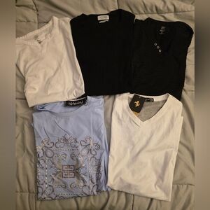 MACY'S- Assorted Men’s V-Neck & Crew Neck Shirts- NWT-One Great Price For All 5